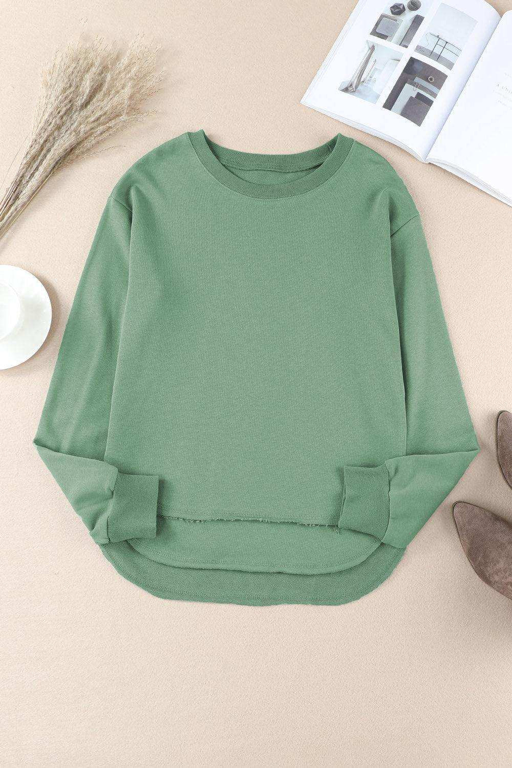 Side Slit Drop Shoulder Sweatshirt - Trendsi - Flyclothing LLC