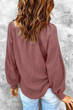 Square Neck Waffle-Knit Top - Trendsi - Flyclothing LLC