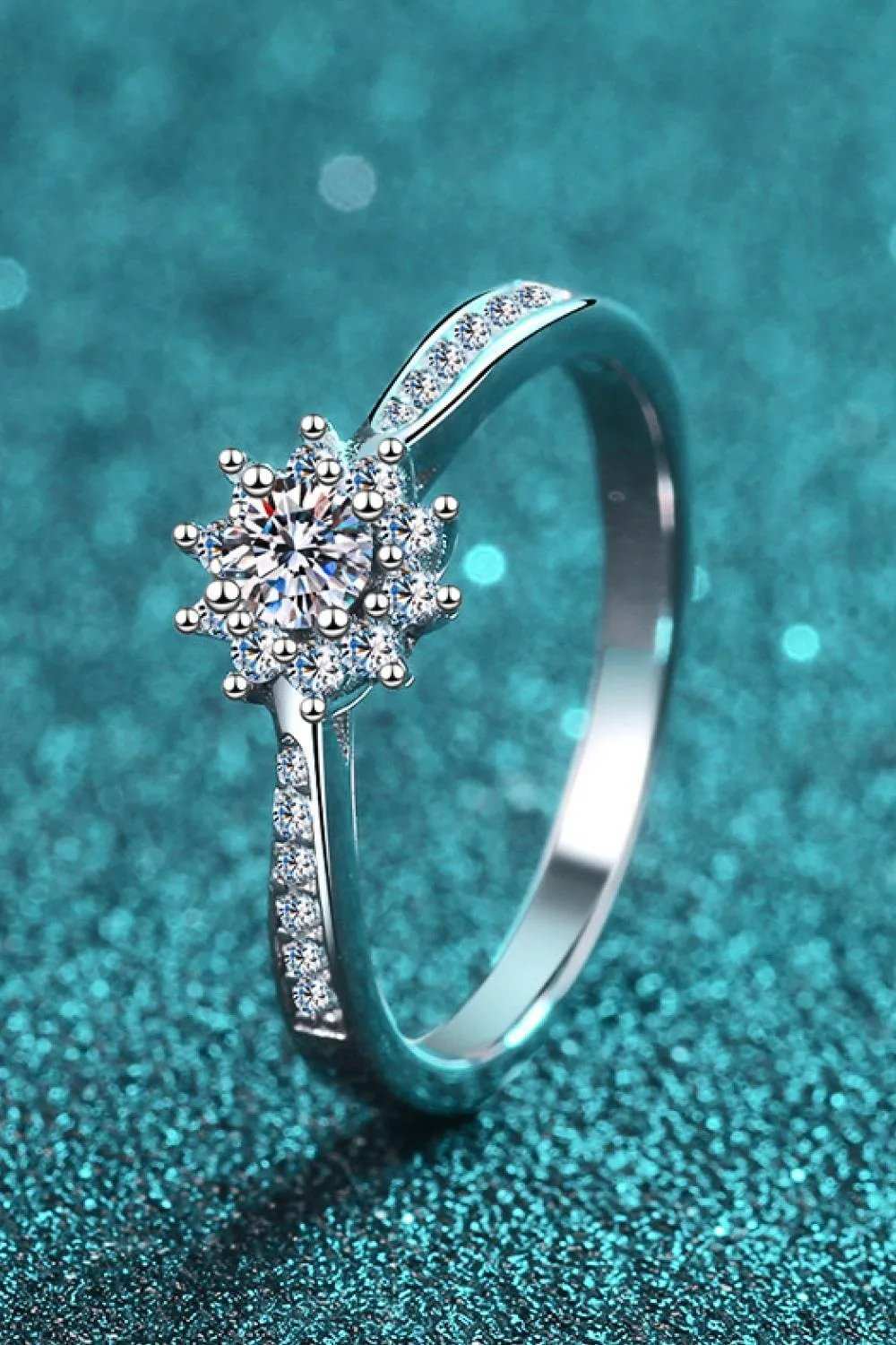 Moissanite Rhodium-Plated Snowflake Ring - Trendsi - Flyclothing LLC