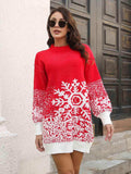 Snowflake Pattern Sweater Dress - Trendsi - Flyclothing LLC