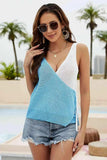 Contrast Tied Knit Tank - Trendsi - Flyclothing LLC