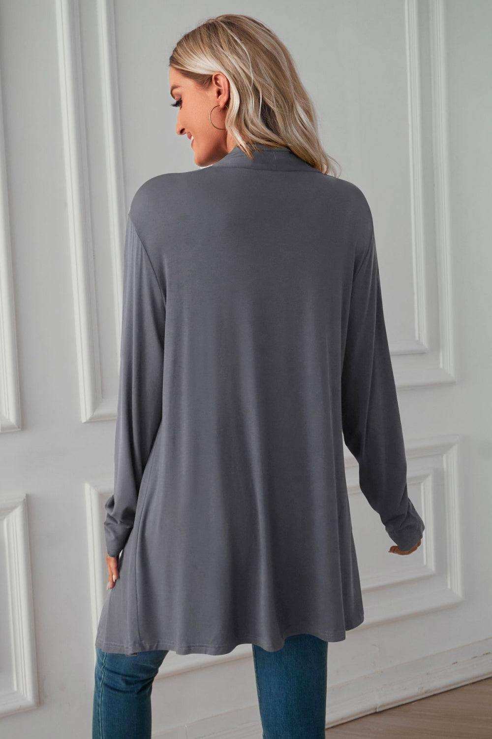 Open Front Long Sleeve Cardigan - Trendsi - Flyclothing LLC