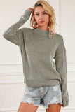 Striped Mock Neck Dropped Shoulder Sweater - Trendsi - Flyclothing LLC