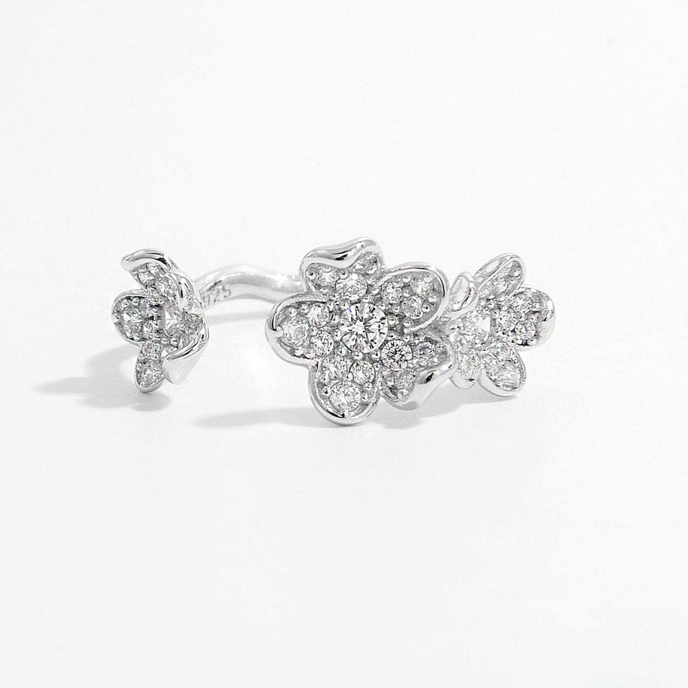 925 Sterling Silver Inlaid Zircon Open Ring - Trendsi - Flyclothing LLC