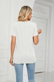 Decorative Button V-Neck Tee - Trendsi - Flyclothing LLC