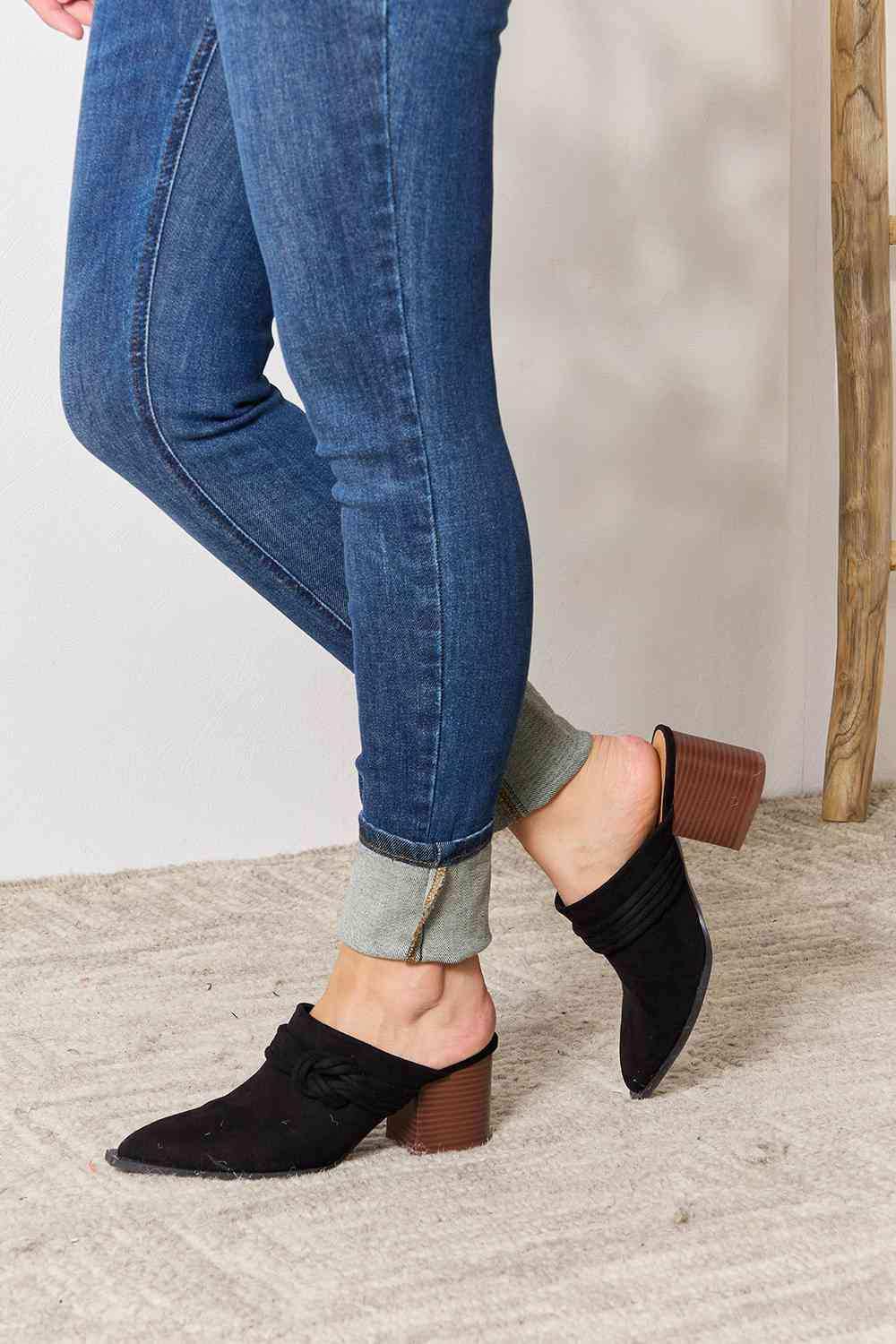 East Lion Corp Pointed-Toe Braided Trim Mules - Trendsi - Flyclothing LLC
