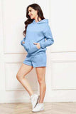 Drop Shoulder Long Sleeve Hoodie and Shorts Set - Trendsi - Flyclothing LLC