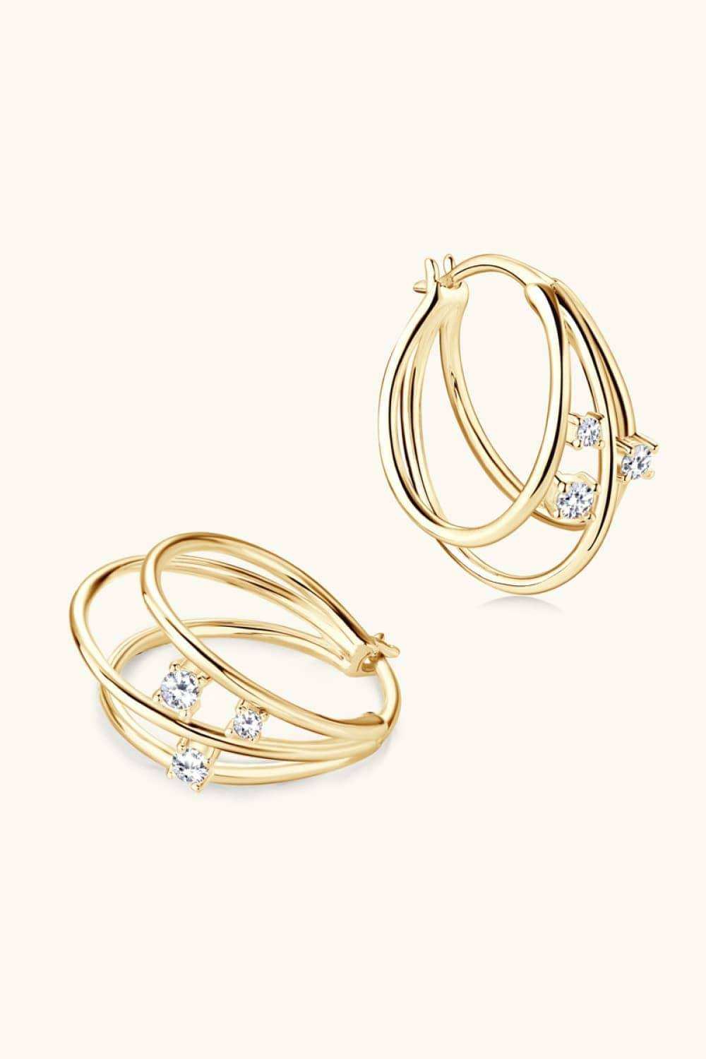 Moissanite 925 Sterling Silver Layered Earrings - Trendsi - Flyclothing LLC