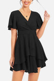 Surplice Neck Flutter Sleeve Dress - Trendsi - Flyclothing LLC