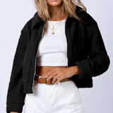 Long Sleeve Collared Neck Sherpa Jacket - Trendsi - Flyclothing LLC
