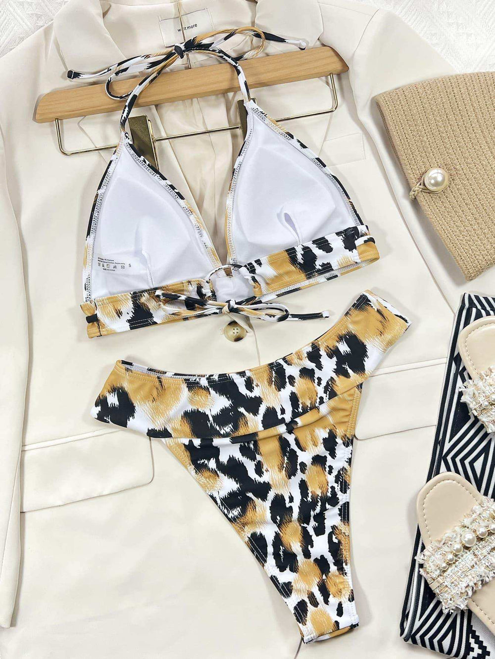 Animal Print Halter Neck Bikini Set - Trendsi - Flyclothing LLC