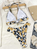 Animal Print Halter Neck Bikini Set - Trendsi - Flyclothing LLC