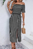Slit Off-Shoulder Tie-Waist Midi Dress - Trendsi - Flyclothing LLC