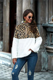 Leopard Color Block Half-Zip Collar Teddy Sweatshirt - Trendsi - Flyclothing LLC