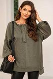 Buttoned Dropped Shoulder Sweatshirt - Trendsi - Flyclothing LLC