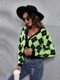 Geometric Button Up Long Sleeve Cardigan - Trendsi - Flyclothing LLC