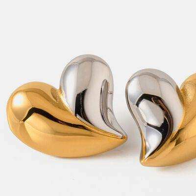 Heart Shape Stainless Steel Stud Earrings - Trendsi - Flyclothing LLC