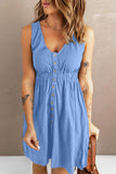 Sleeveless Button Down Mini Dress - Trendsi - Flyclothing LLC