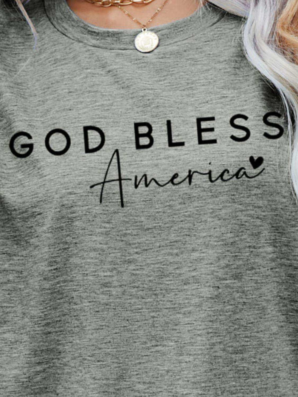 GOD BLESS AMERICA Graphic Short Sleeve Tee - Trendsi - Flyclothing LLC
