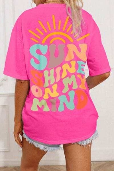 SUN SHINE ON MY MIND Round Neck T-Shirt - Trendsi - Flyclothing LLC