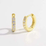 925 Sterling Silver Inlaid Zircon Huggie Earrings - Trendsi - Flyclothing LLC