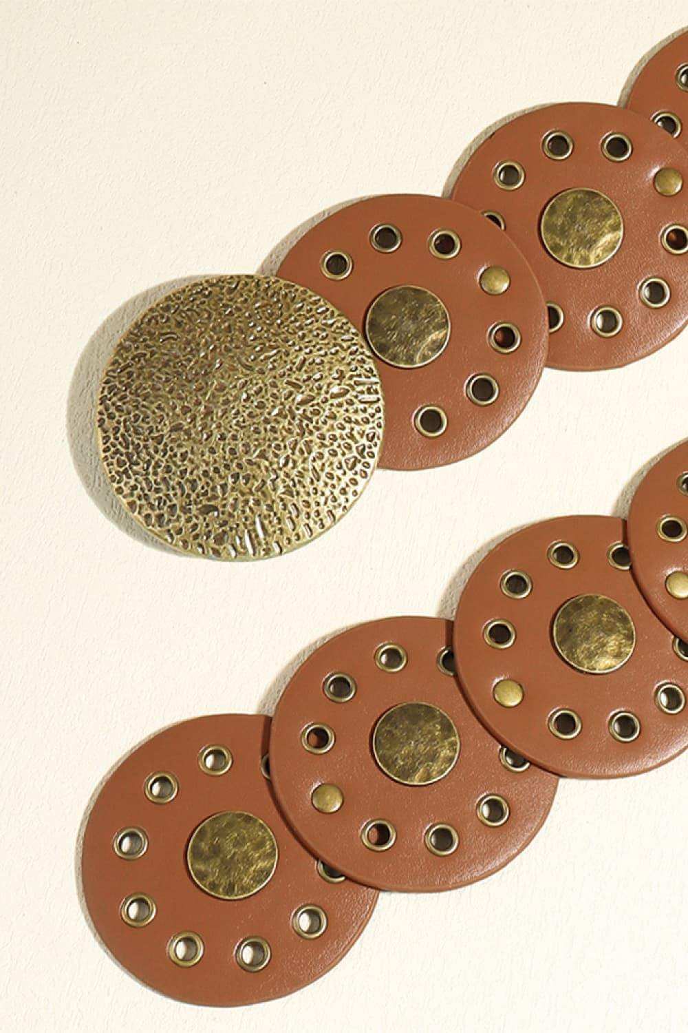 Round Shape PU Leather Belt - Trendsi - Flyclothing LLC