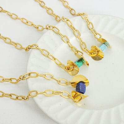 Natural Stone Pendant Titanium Steel Necklace - Trendsi - Flyclothing LLC