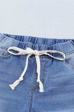 Drawstring Distressed Raw Hem Jeans with Pockets - Trendsi - Flyclothing LLC