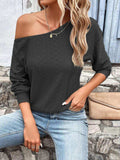 Eyelet Dropped Shoulder Blouse - Trendsi - Flyclothing LLC