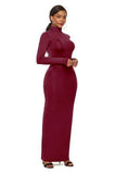 Mock Neck Long Sleeve Maxi Slim Dress - Trendsi - Flyclothing LLC