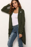 One-Button Tassel Tie Asymmetrical Hem Cardigan - Trendsi - Flyclothing LLC
