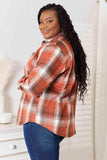 Double Take Plaid Collared Neck Long Sleeve Shirt - Trendsi - Flyclothing LLC