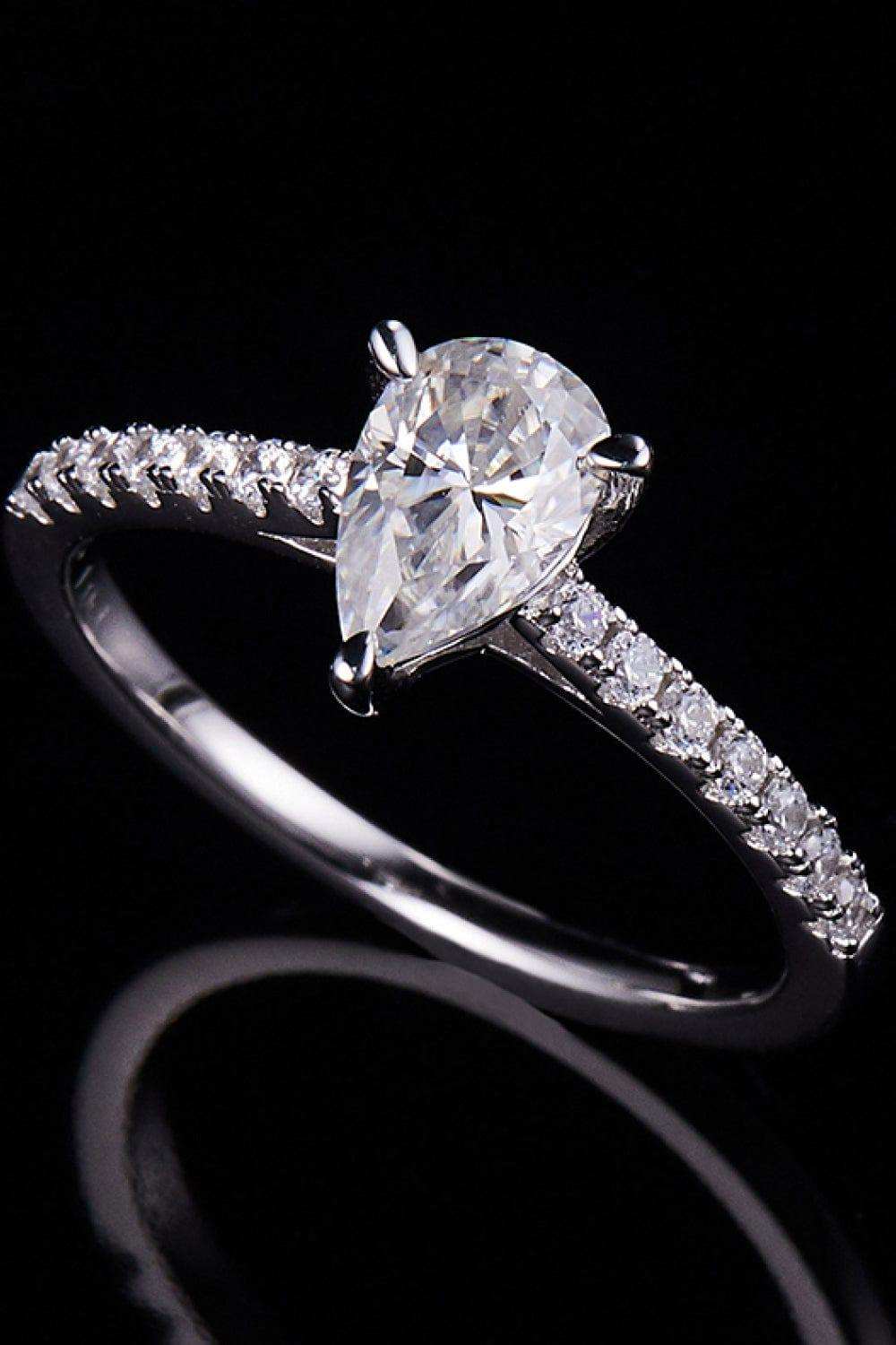 1 Carat Moissanite 925 Sterling Silver Side Stone Ring - Trendsi - Flyclothing LLC