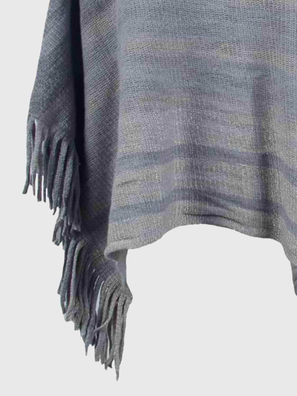 Striped Boat Neck Poncho with Fringes - Trendsi - Flyclothing LLC