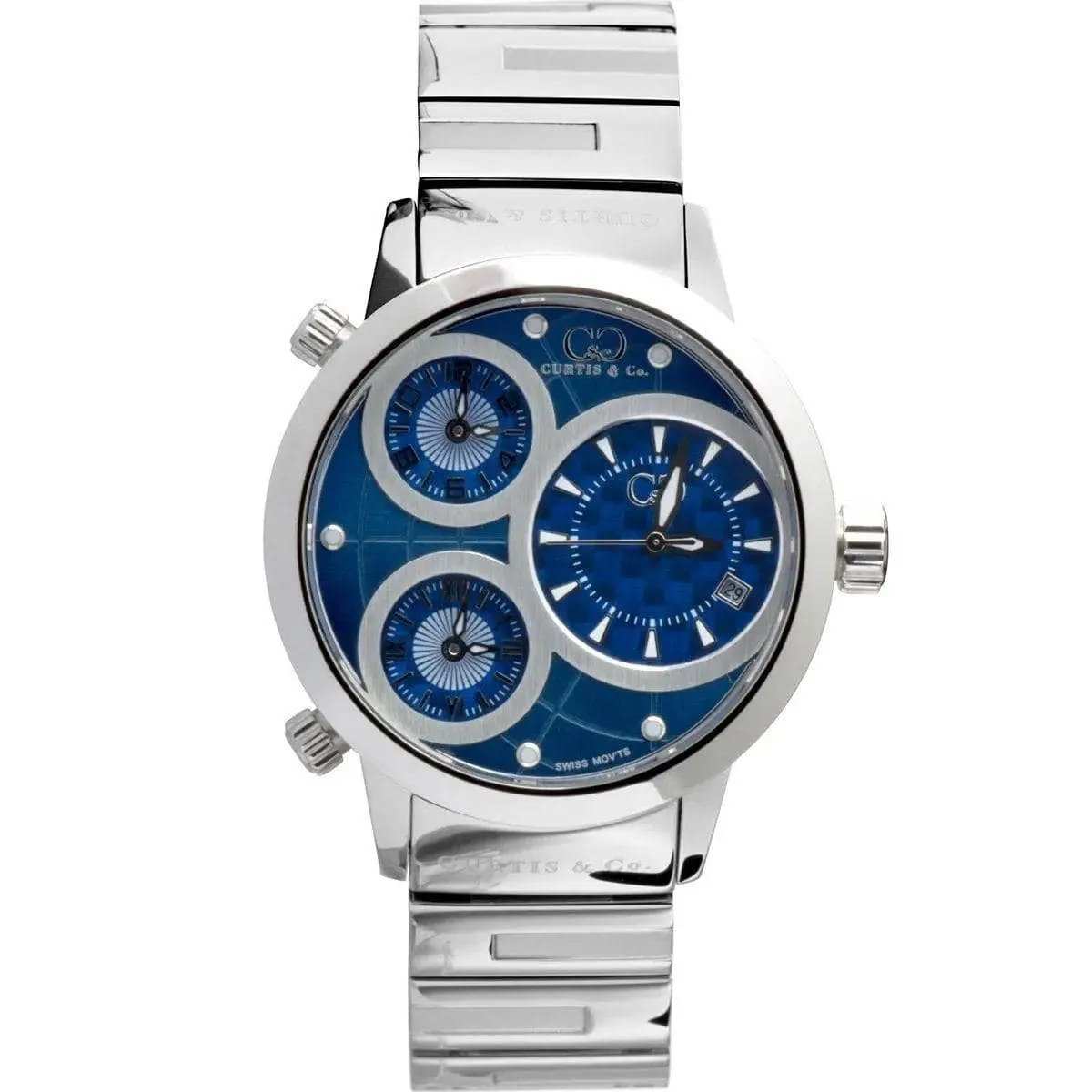 Curtis Co Big Time World 50mm Time Zone Blue Dial Watch