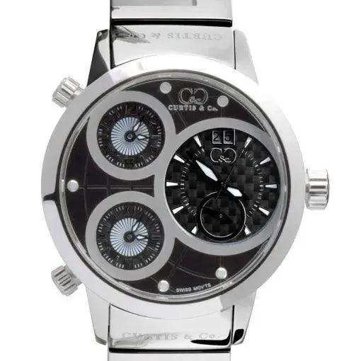 Curtis & Co BIG Time WORLD 57mm Black Dial Stainless Steel Watch - Curtis and Co Watches - Flyclothing LLC