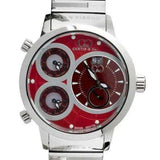 Curtis & Co Big Time World 57mm 4 Time Zone Red Stainless Steel Watch - Curtis and Co Watches - Flyclothing LLC