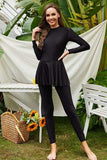 Mock Neck Long Sleeve One-Piece Swimwear - Trendsi - Flyclothing LLC