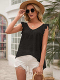 Tie Back V-Neck Ruffled Blouse - Trendsi - Flyclothing LLC