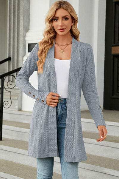Open Front Long Sleeve Cardigan - Trendsi - Flyclothing LLC