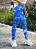 Tie-dye Slim Fit High Waistband Long Active Pants - Trendsi - Flyclothing LLC