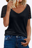V-Neck Raglan Sleeve Tee - Trendsi - Flyclothing LLC