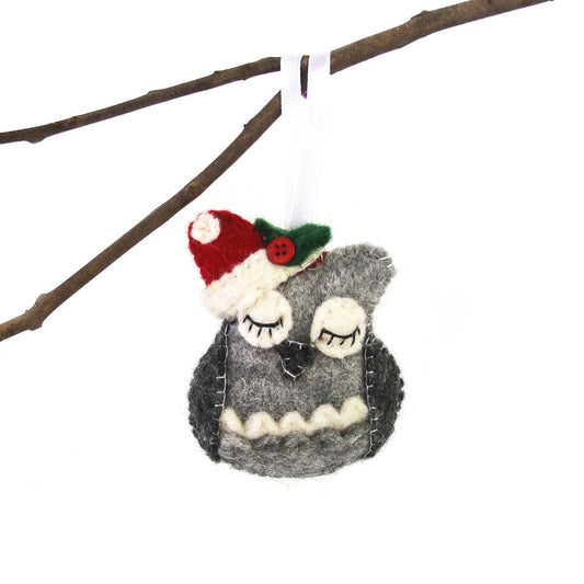 Hand Felted Christmas Ornament: Owl - Global Groove (H) - Flyclothing LLC