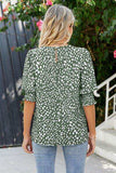 Polka Dot Round Neck Lantern Sleeve Blouse - Trendsi - Flyclothing LLC