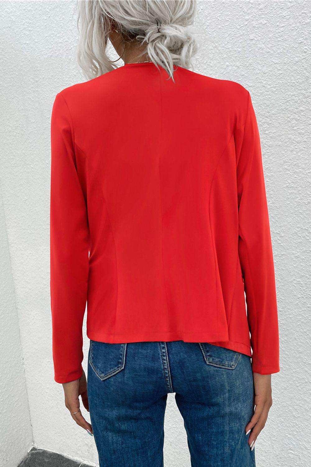 Open Front Zipper Pocket Cardigan - Trendsi - Flyclothing LLC