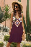 Openwork Sleeveless Embroidery Dress - Trendsi - Flyclothing LLC