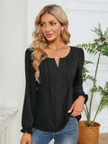 Notched Flounce Sleeve Blouse - Trendsi - Flyclothing LLC