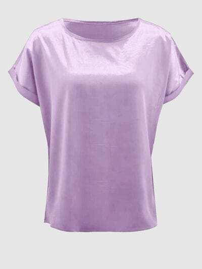 Round Neck Short Sleeve T-Shirt - Trendsi - Flyclothing LLC
