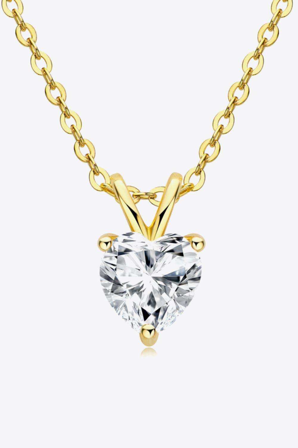 1 Carat Moissanite Heart-Shaped Pendant Necklace - Trendsi - Flyclothing LLC