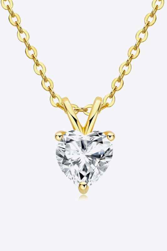 1 Carat Moissanite Heart-Shaped Pendant Necklace - Trendsi - Flyclothing LLC